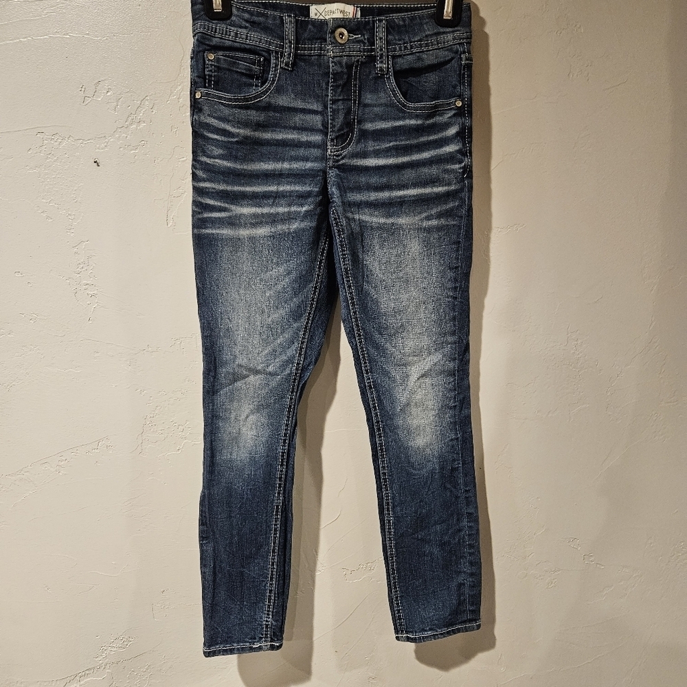 Departwest Boys 10 Tripp Taper Leg Dark Wash Denim Jeans Adjustable Waist